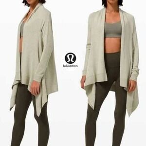 Lululemon $148 XL Cashlu Knit Wrap Meditation Cardigan Sweater Green‎
